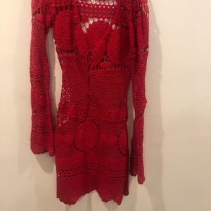 Rat and boa red crochet dress